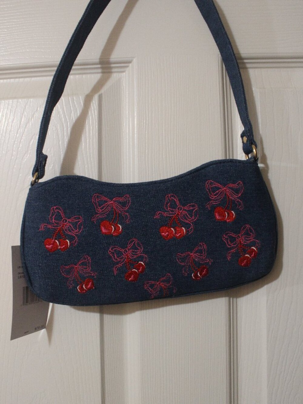 Luv Betsey Denim Cherry & Bow Shoulder Bag with Tags